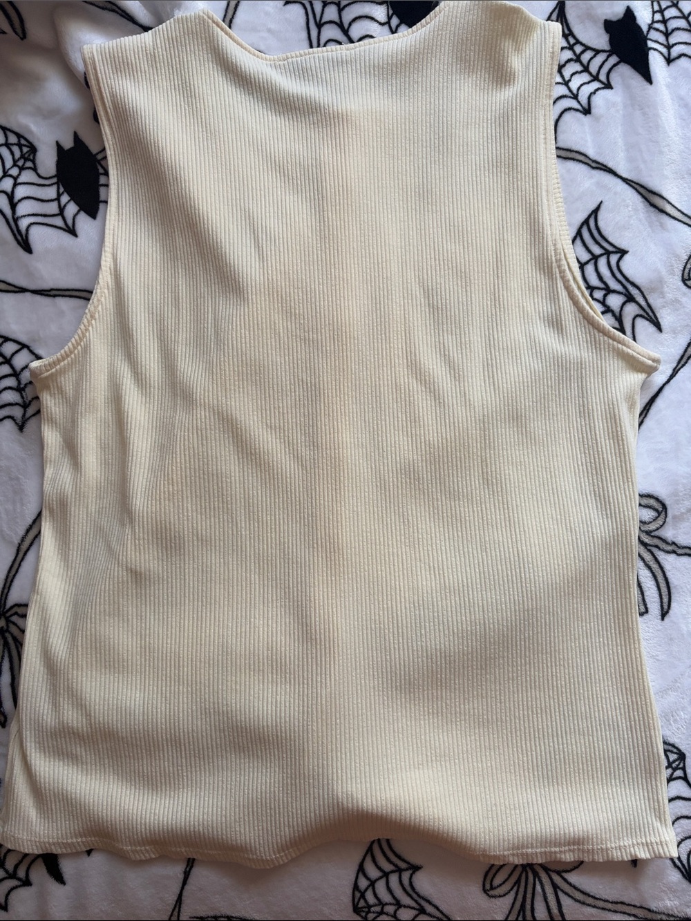 Sleeveless Cream Button-Front Ribbed Top - Picture 4 of 4